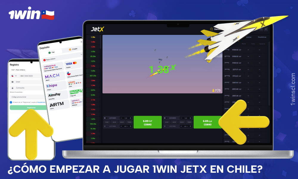 Los jugadores de Chile pueden empezar a jugar a 1win JetX con dinero real después de registrarse y realizar un depósito